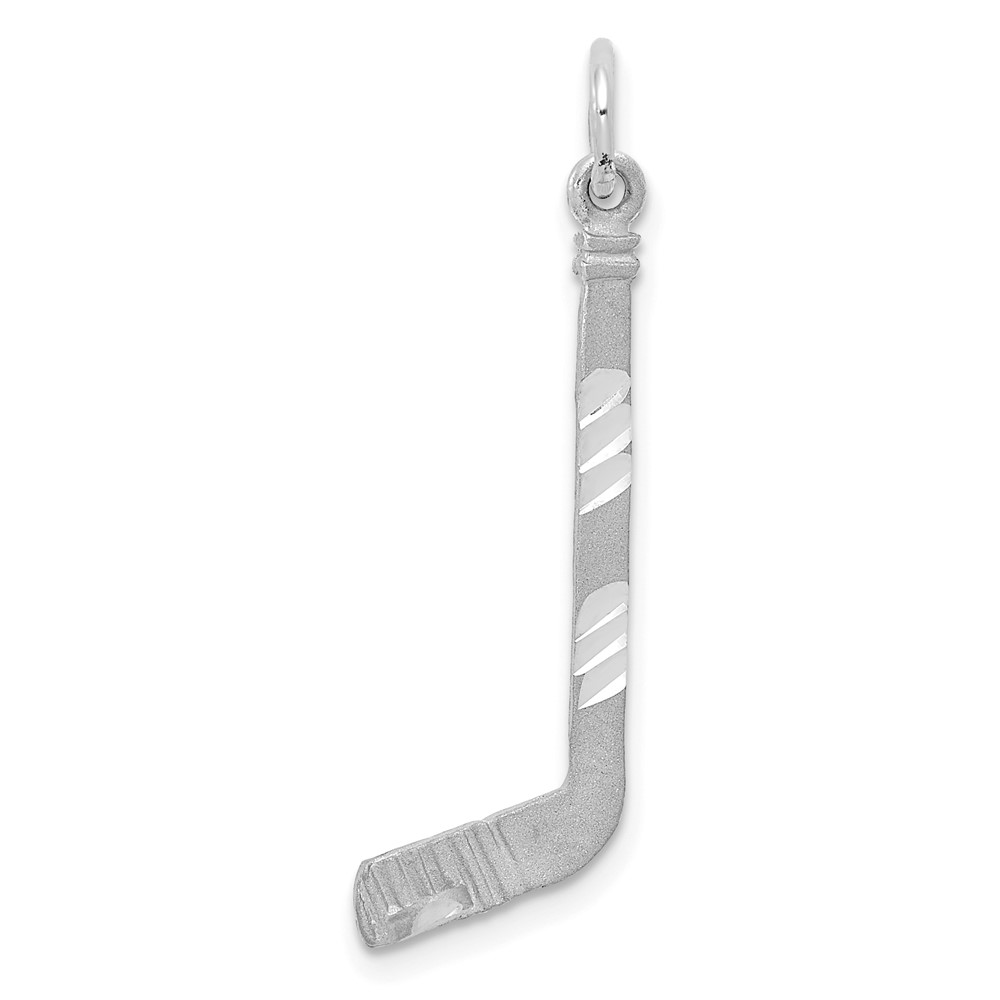 Quality Gold C1232W 14K White Gold Satin Diamond-Cut Hockey Stick Charm
