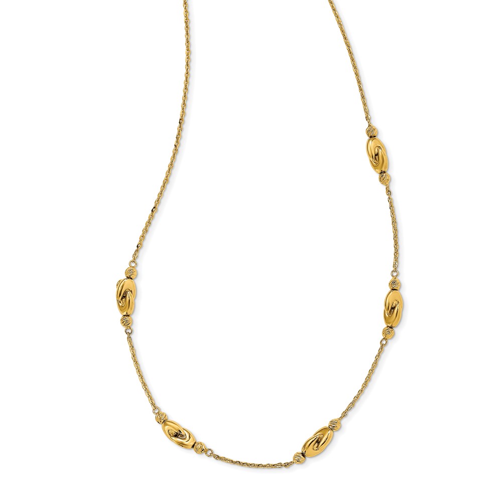 Quality Gold SF2831-16 14K Polished 5 Station D-C Beads with 2 in. Extended Necklace