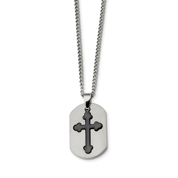 Chisel TBN114-22 22 in. Titanium Black IP-Plated Moveable Cross Necklace