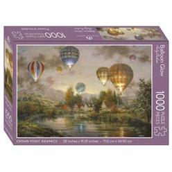 crown point graphics balloon glow - soft touch 1000 piece jigsaw puzzle - artist nicky boehme - landscape hot air balloon puz