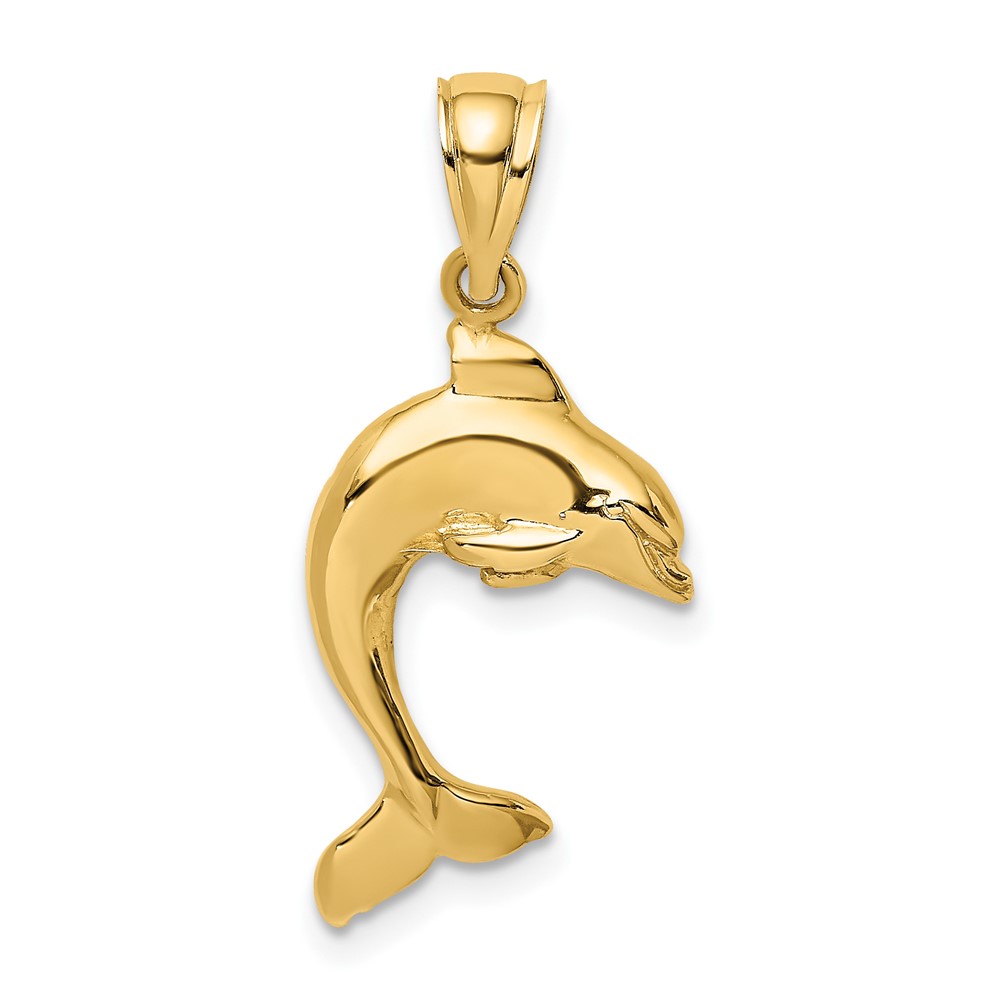 Quality Gold 10K7419 10K 2-D Polished Dolphin Jumping Charm