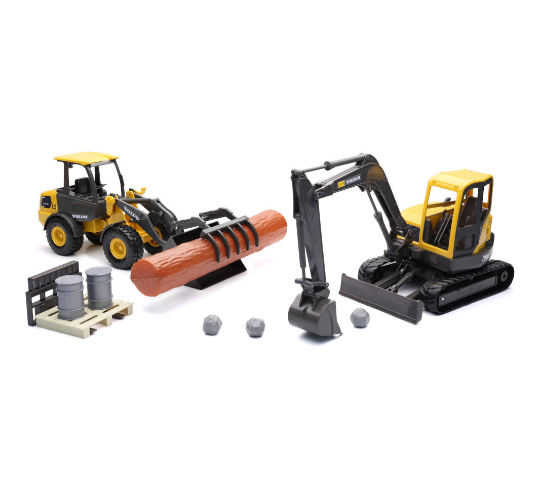 New-Ray Toys Inc New-Ray Toys SS-32153 1-18 Scale Volvo L25 Wheel Loader & ECR88D Excavator Set&#44; Yellow