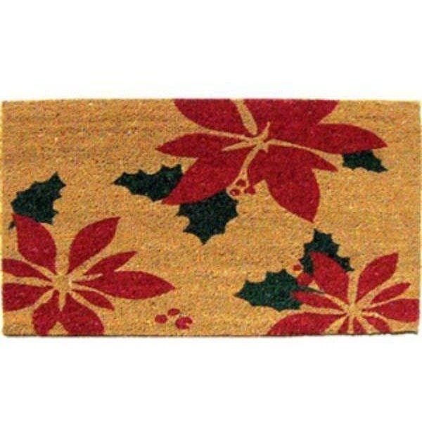 Geo Crafts G1271 18 x 30 in. PVC Coir Christmas Holiday Pointsietta Doormat