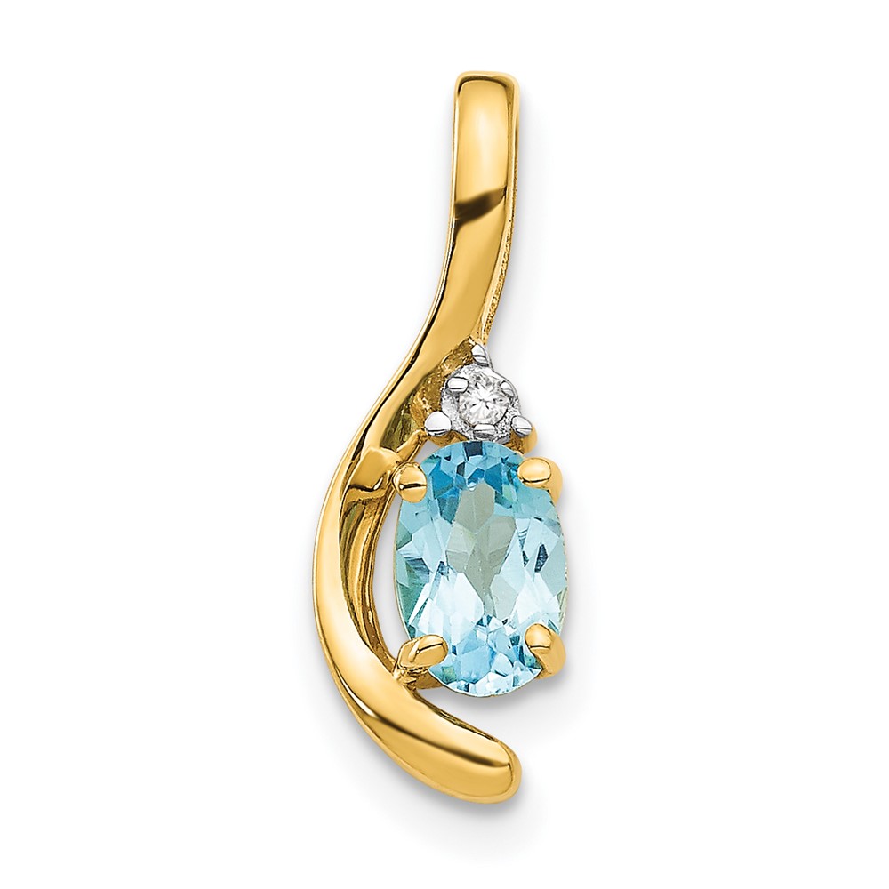 Quality Gold XBS439 14K Blue Topaz & Diamond Pendant