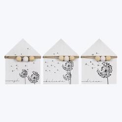 Youngs 21436 Wood House Shaped Tabletop Block Signs with Blessing Beads&#44; Assorted Color - 3 Piece