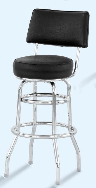 Bar stool with online silver ring on back