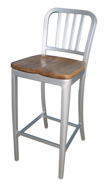 Alston Quality AC3013-30 Aluminum Dining Chair With Natural Wood Seat