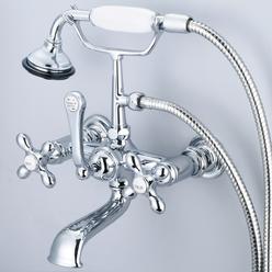 Water Creation F6-0010-01-AX 7 in. Silver Vintage Classic Spread Wall Mount Tub Faucet - Chrome