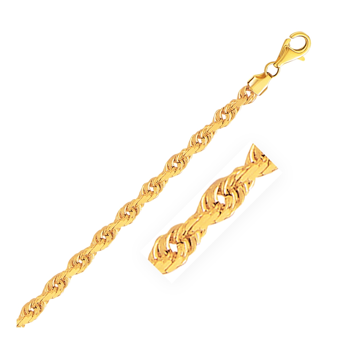 Iconic Jewels D82290762-8 5 mm 10k Yellow Gold Solid Diamond Cut Rope Bracelet - Size 8 in.