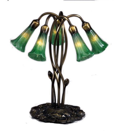 Meyda 15386 Lily 5 Light Accent Lamp with Shades - Green