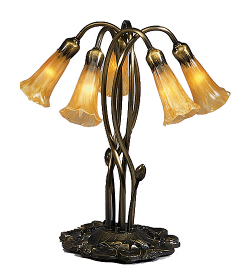 Meyda 14931 Lily 5 Light Accent Lamp with Amber Shades