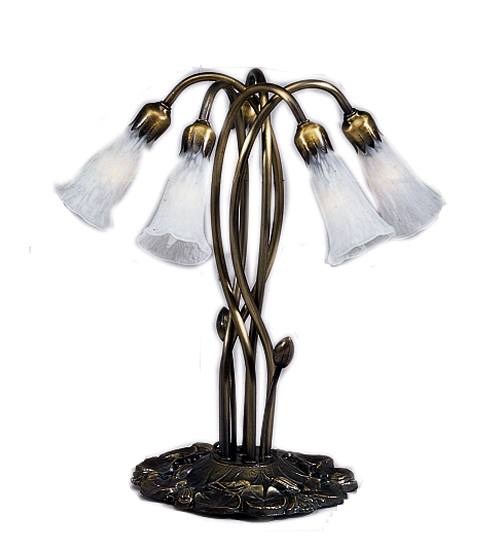 Meyda 16545 Lily 5 Light Accent Lamp with Shades - White