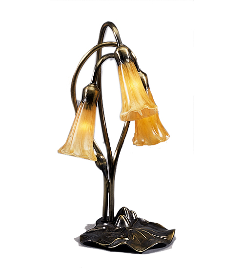 Meyda 13636 Lily 3 Light Accent Lamp with Amber Shades