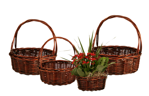LAWNITATOR 0128-DBW Set of 4 Dark Brown Willow Baskets - Includes 1 set