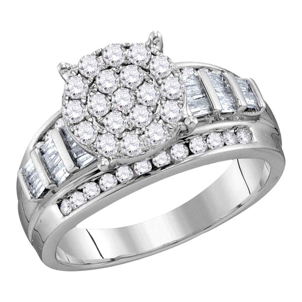 GND Jewelry 120247 10KT White Gold Round Diamond Cluster Bridal Engagement Ring - 2 CTTW - Size 8