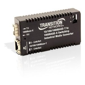 Transition Networks M-GE-ISW-SFP-01 10-100-1000Base-T to 100-1000Base-X Open SFP Slot Hardened Mini Bridging Media Converter