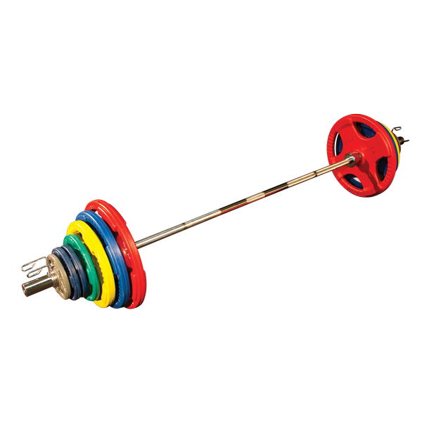 Body-Solid ORC500S Colored Rubber Grip Chrome Olympic Bar Set&#44; 500 lbs