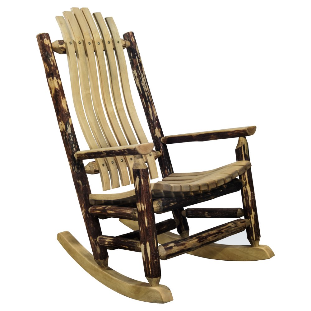Montana Woodworks MWGCLREXT Glacier Country Collection Adult Log Rocker, Exterior Stain