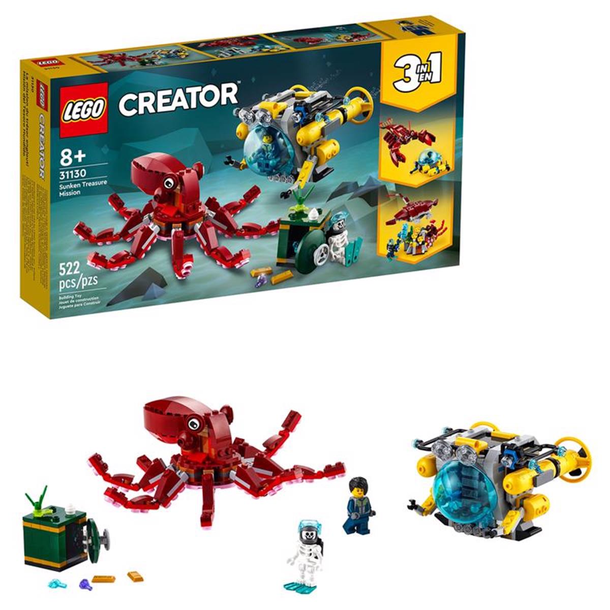 LEGO 9084547 3 x 4 x 4.5 in. Sunken Treasure Mission&#44; Multi Color - 522 Piece