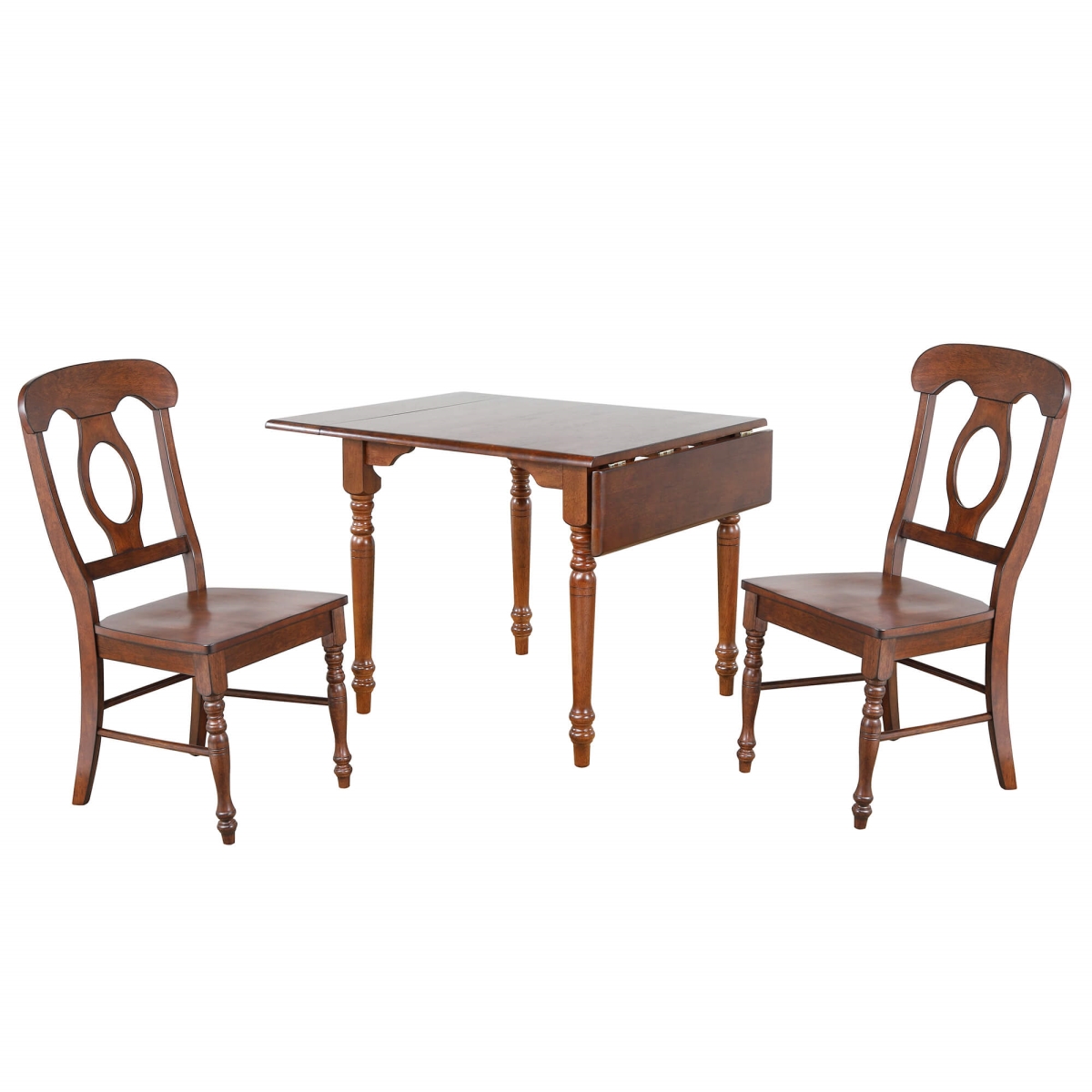 Sunset Trading PK-ADW3448-C50-CT3P 48 in. Andrews Rectangular Dining Set with Two Napoleon Chairs&#44; Chestnut Brown Wood - 3 Piece