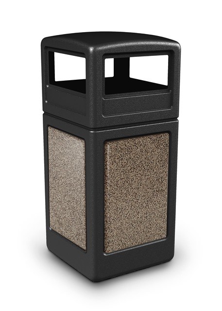 Commercial Zone Products 72045299 42-gallon StoneTec Panel with Dome Lid  Black with Riverstone Panels
