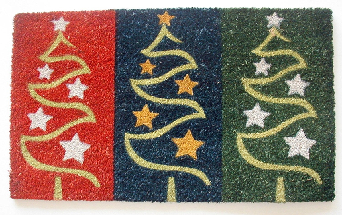 Geo Crafts G600 Holiday Trees 18 x 30 PVC Christmas Printed Coco Doormat