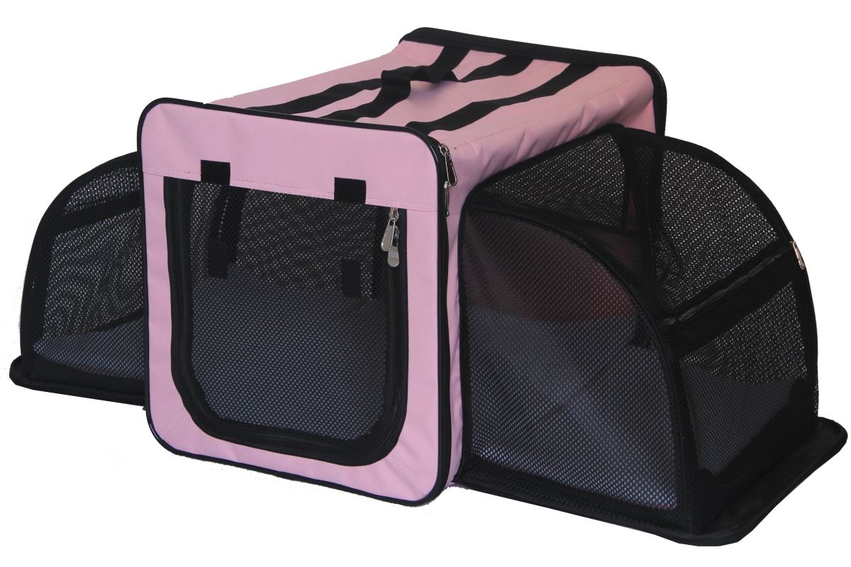 Natural Life Pet Products Pet Life H5PKSM Capacious Dual Expandable Wire Dog Crate&#44; Pink - Small