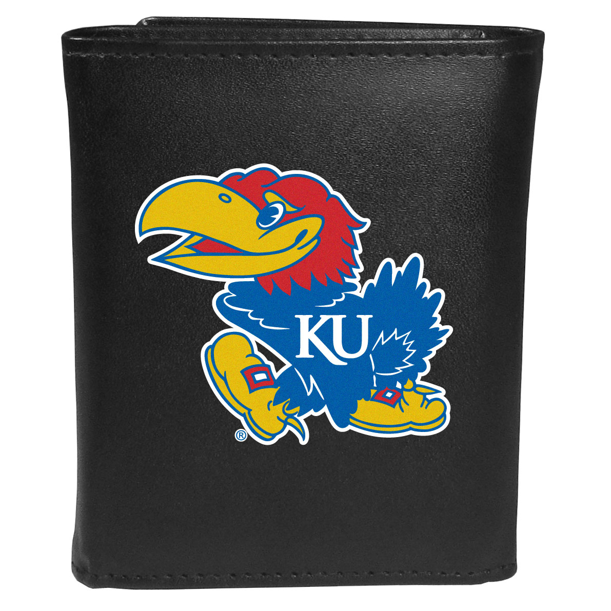 Siskiyou Sports Siskiyou CLTR21 Male NCAA Kansas Jayhawks Leather Tri-fold Logo Large Wallet - One Size