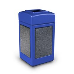 Commercial Zone Products Commercial Zone 720331K 42 gal StoneTec Open-Top Square Waste Container&#44; Blue with Pepperstone Panels