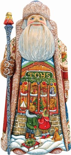 G.Debrekht 210113 Woodcarving Holiday Wishes 11 in. - Woodcarved Santa