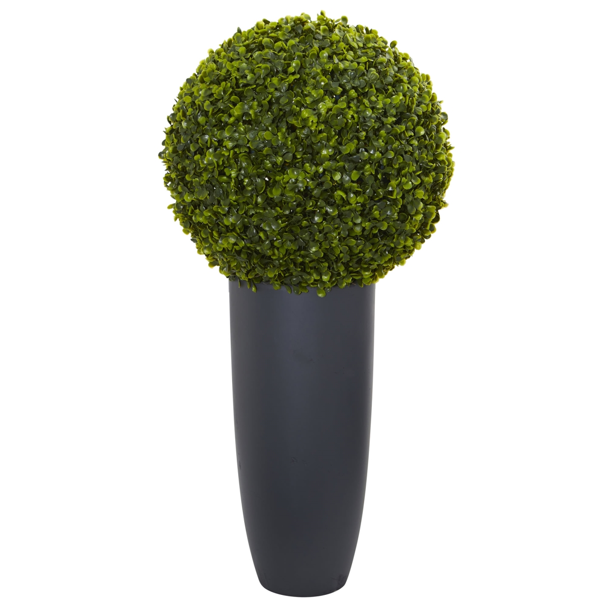 Nearly Natural 6376 30 in. Boxwood Artificial Topiary Plant in Gray Cylinder Planter