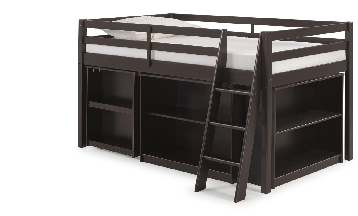 Alaterre AJRX10P0AS Roxy Wood Junior Loft Bed with Pull-Out Desk&#44; Shelving & Bookcase&#44; Espresso