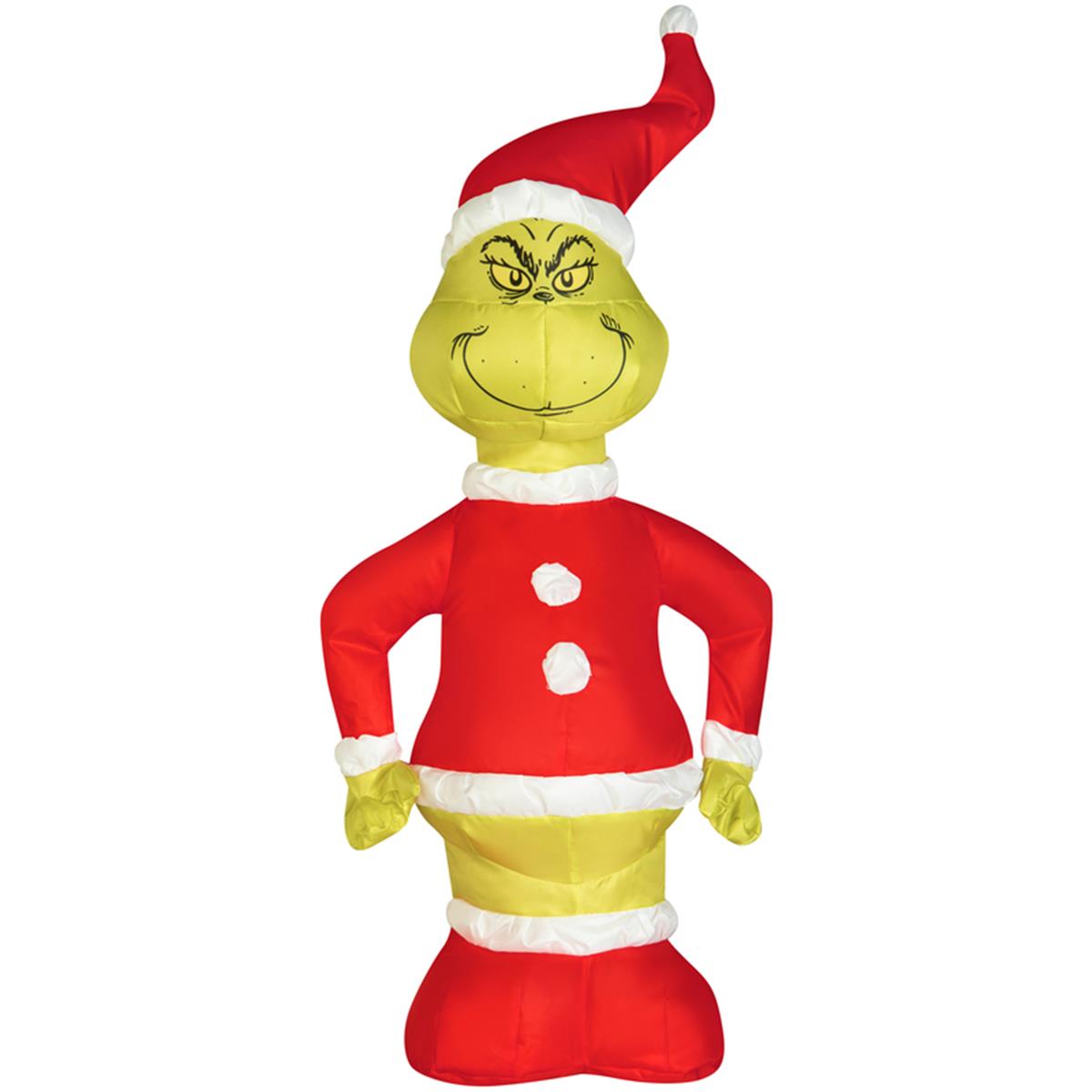 Dr. Seuss 9070599 Airdorable Grinch in Santa Suit Table Top Decoration&#44; Green & Red