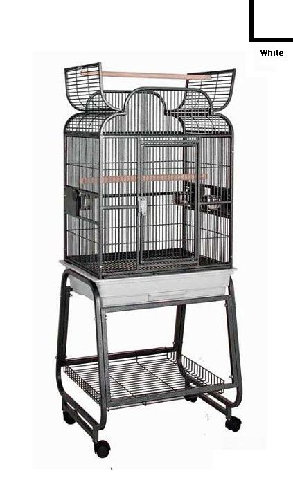 HQ 82217Cwh 22 in. x 17 in. Opening Scroll Top Cage with Cart Stand -  Platinum