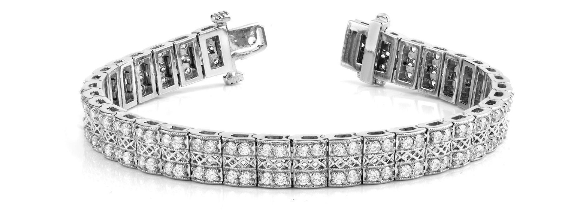 Harry Chad Enterprises 37046 6.75 CT Sparkling Small Round Cut Diamonds Bracelet - 14K White Gold