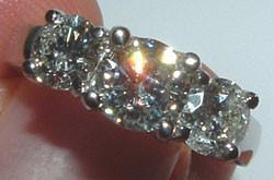 Harry Chad Enterprises 2676 3 CT White Gold Genuine Real Diamond Three Stone Engagement Ring