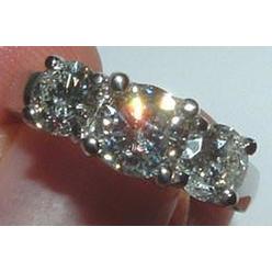 Harry Chad Enterprises 2676 3 CT White Gold Genuine Real Diamond Three Stone Engagement Ring