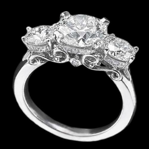 Harry Chad Enterprises 5147 3.75 CT White Gold Tulip Style Diamond Engagement 3 Stone Ring