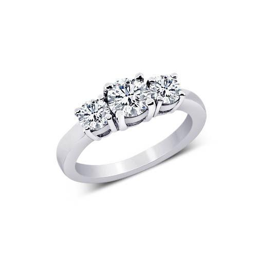 Harry Chad Enterprises 164 1.01 CT Round Diamonds Solid Gold Jewelry 3 Stone Engagement Ring
