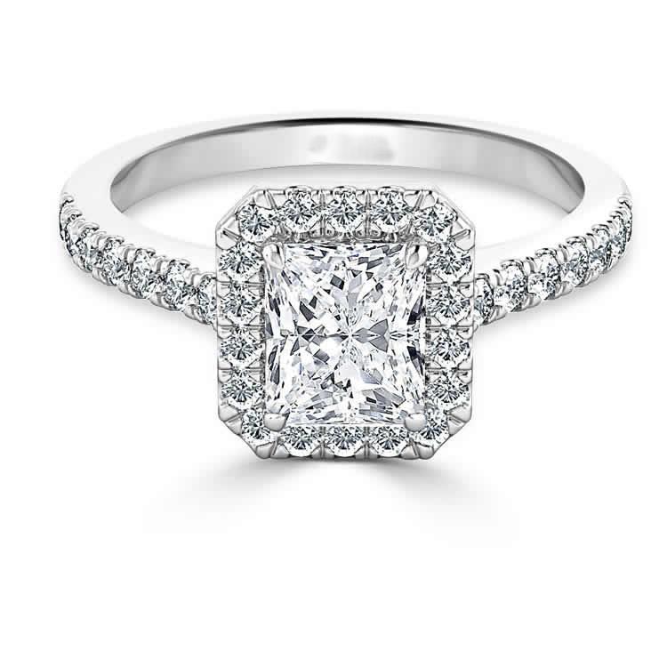 Harry Chad Enterprises 30705 3.60 CT Radiant & Round Cut Diamonds Wedding Ring&#44; 14K White Gold