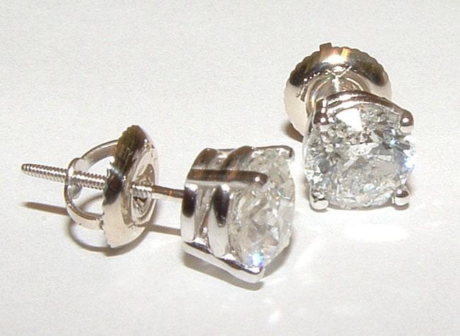 Harry Chad Enterprises 37000 1.42 CT Genuine Round Diamond Earrings Studs - 14K White Gold