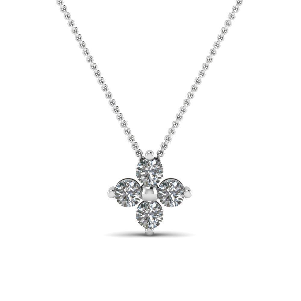 Harry Chad Enterprises 23826 2 CT White Gorgeous Round Cut Diamonds Fleur Grace Pendant Necklace