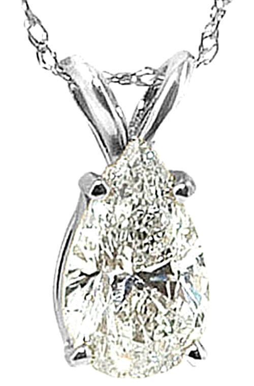 Harry Chad Enterprises 284 1 CT Pear Diamond Pendant with Chain Diamond Necklace