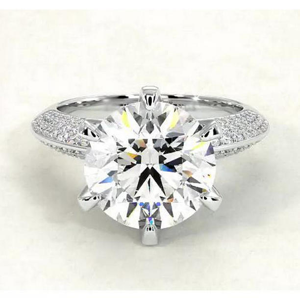 Harry Chad Enterprises 59048 Round Diamond 7.50 CT Pave Style Engagement Ring&#44; 14K White Gold - Size 6.5