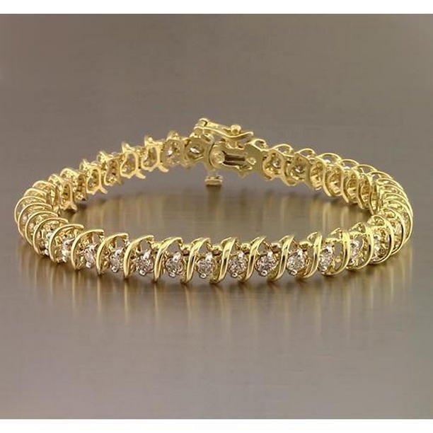 Harry Chad Enterprises 56557 Round Diamond 4 CT 14K Yellow Gold F Vs1 Tennis Bracelet