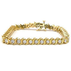 Harry Chad Enterprises 57200 7 CT Womens Round Cut Diamond Yellow Gold Tennis Bracelet