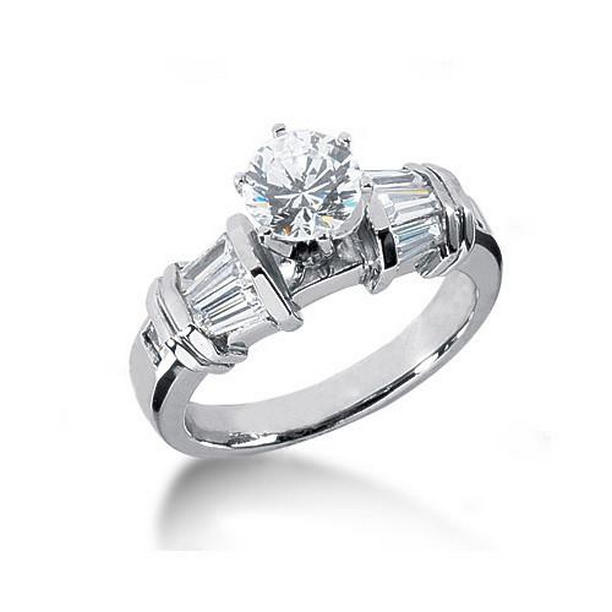 Harry Chad Enterprises 12249 2.25 CT Three Stone Round & Baguette Diamonds Engagement Ring&#44; Size 6.5
