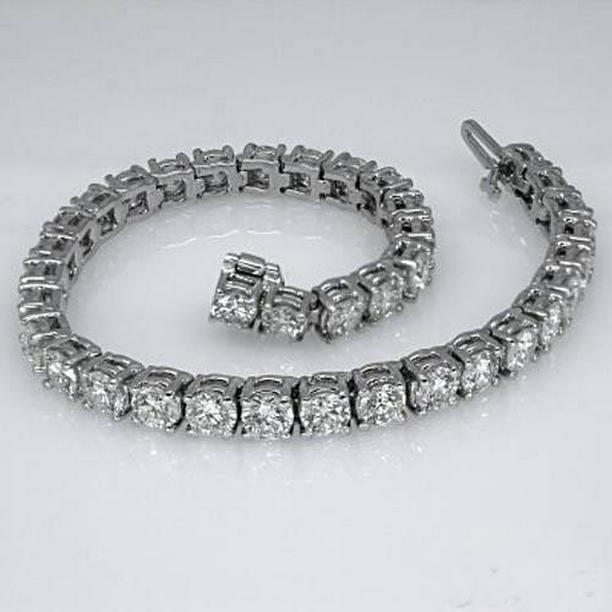 Glitter 9.25 CT Round Cut Diamond Lady Tennis Bracelet&#44; 14K White Gold