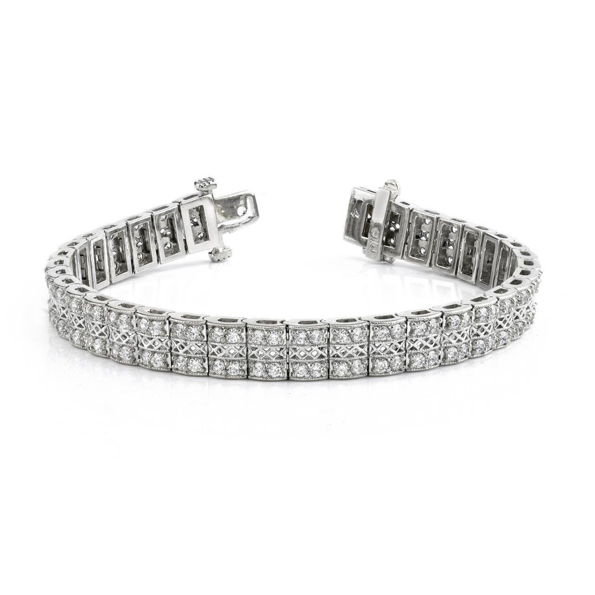 Harry Chad Enterprises 60248 7 CT Sparkling Filigree Round Diamond White Gold Bracelet