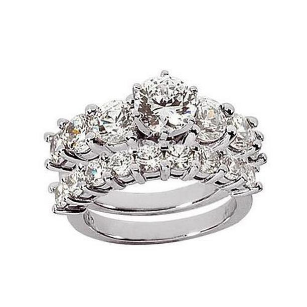 Harry Chad Enterprises 4870 3.91 CT Diamond Royal Solitaire Band Set Engagement Ring, Size 6.5